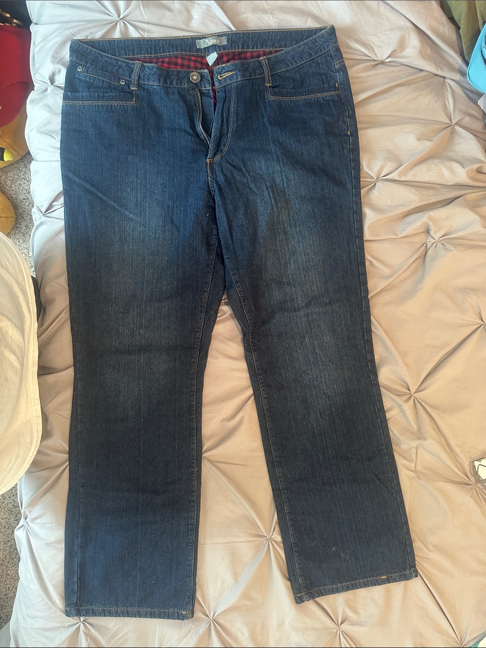 Natural Reflections Women's Straight Leg Jeans in Dark Blue Denim